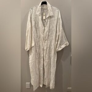 Anthropologie Textured Cream Duster Coat